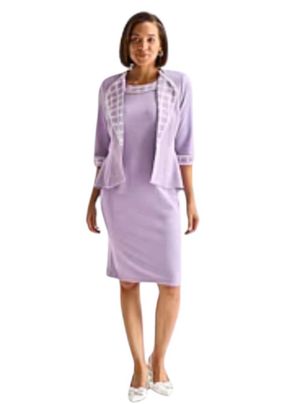 Mara Brooke Two-Piece Dress Set
Lavender/White
Beaded Details
Size 18
New